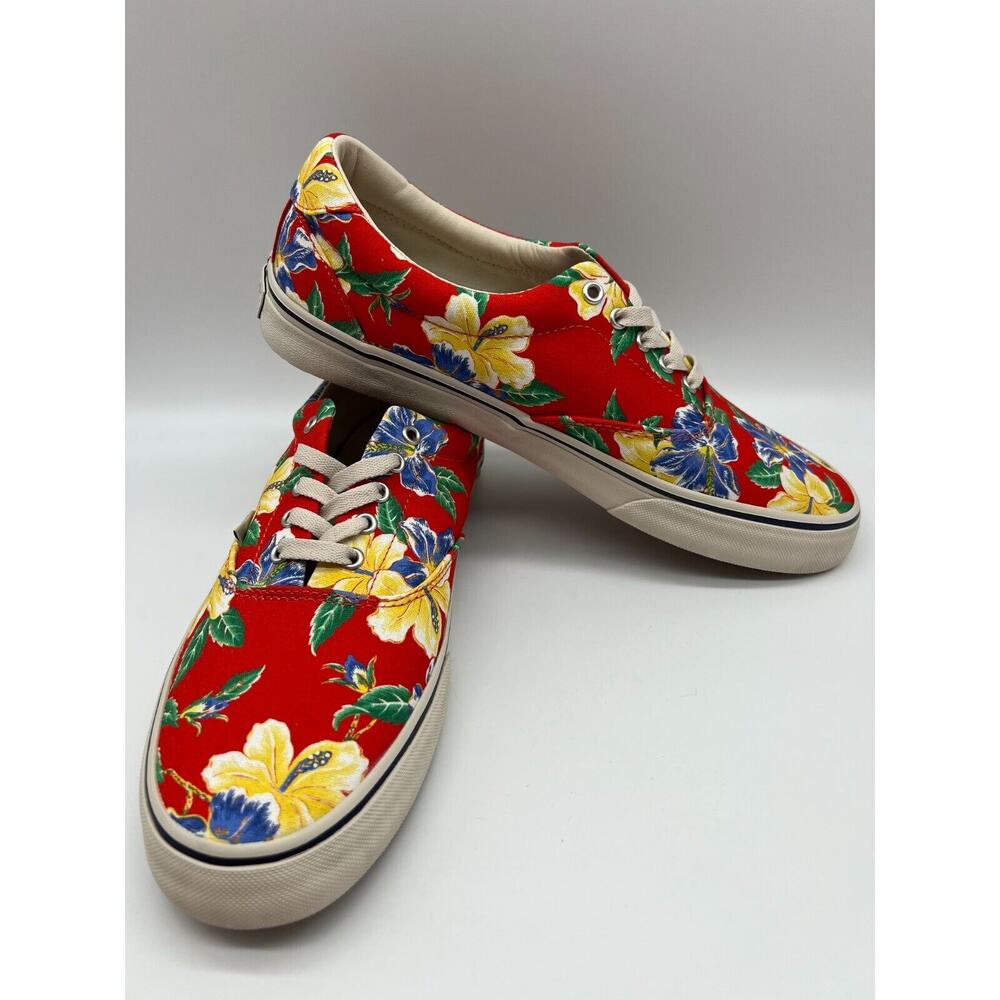 Polo Ralph Lauren Men's Thorton Canvas Shoes Floral Red Size 10D NEW - Picture 15 of 16